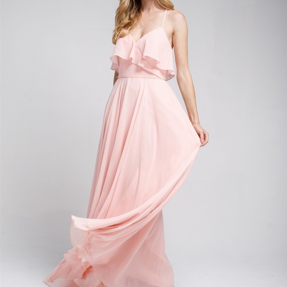 Pink Bridesmaids Evening Prom Chiffon Dress 2-18 - Picture 5 of 5